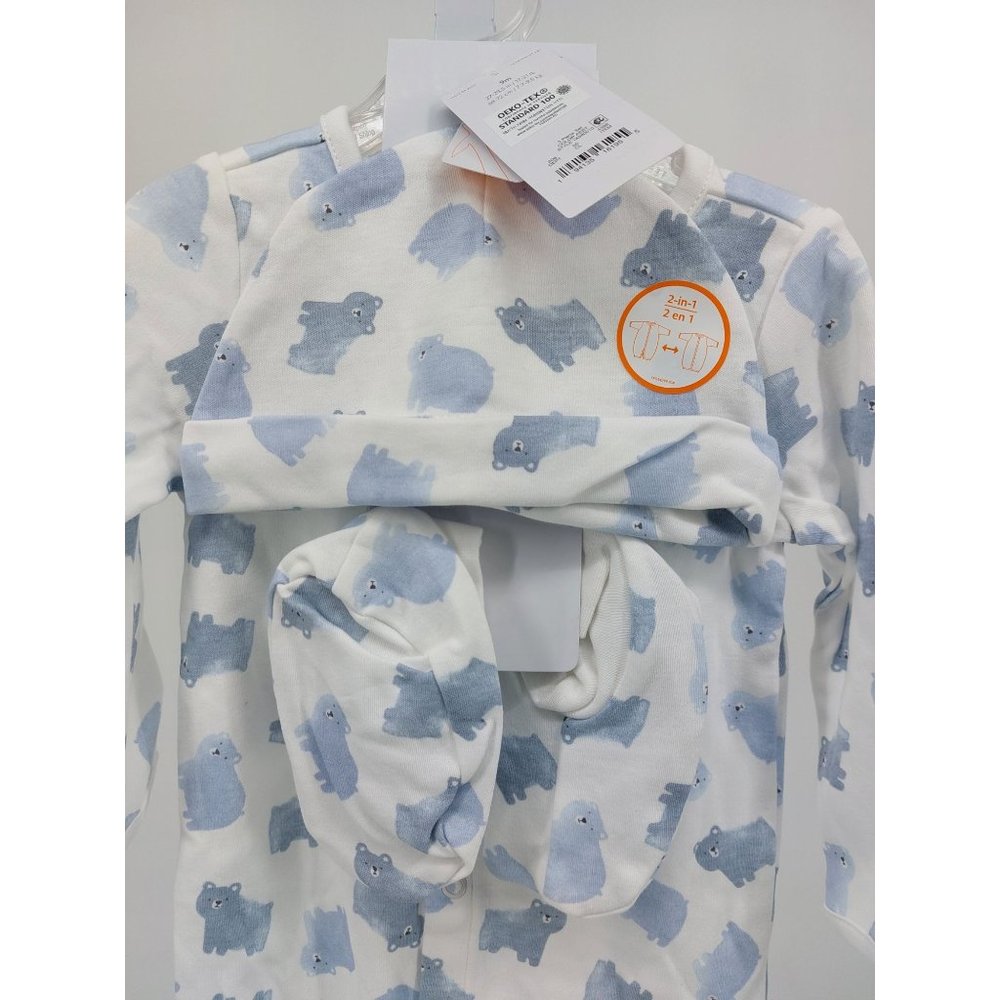 Baby Boy 3 Piece Sleeper Pajama Set with Hat and Mittens - Carter's - Size 9m
